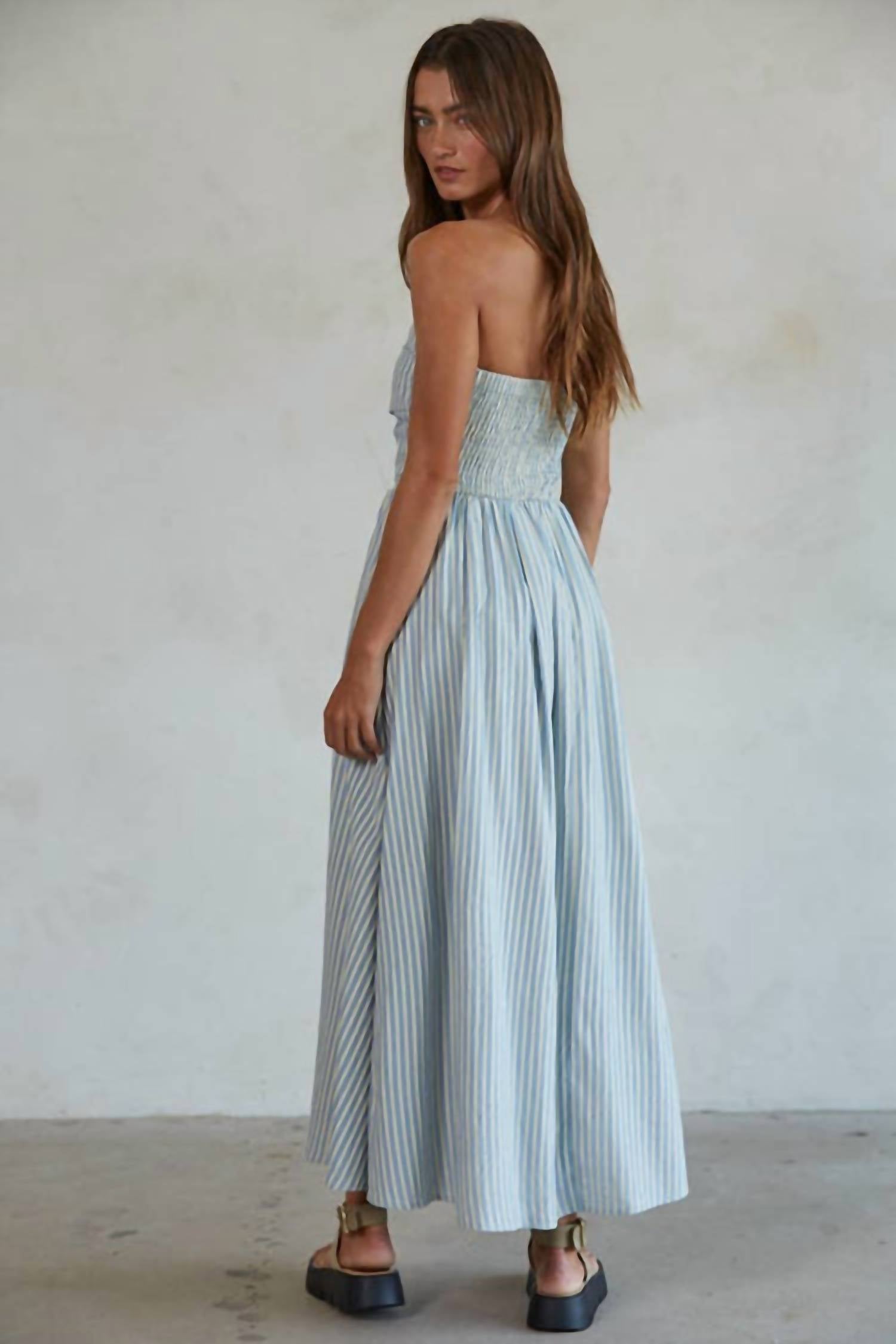 By Together - Striped Strapless Flare Maxi Dress