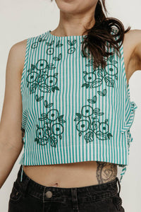 The Tiny Big Sister - Striped Embroidered Top