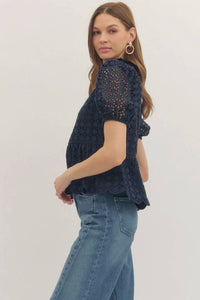 Entro - Sweet Squeeze Eyelet Blouse
