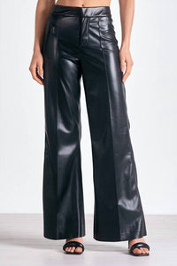 Elan - Faux Leather High Waist Flare Pants