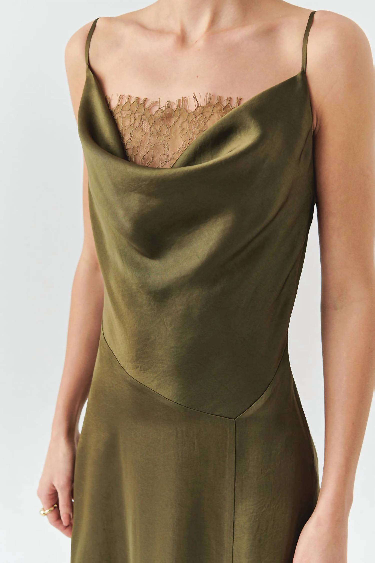 EXQUISE Macy Cowl Neck Sleeveless Midi Dress in green - women's dress - view 4