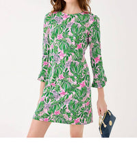 Lilly Pulitzer Nichole Dress in conch shell pink roaring with joy - women's dress