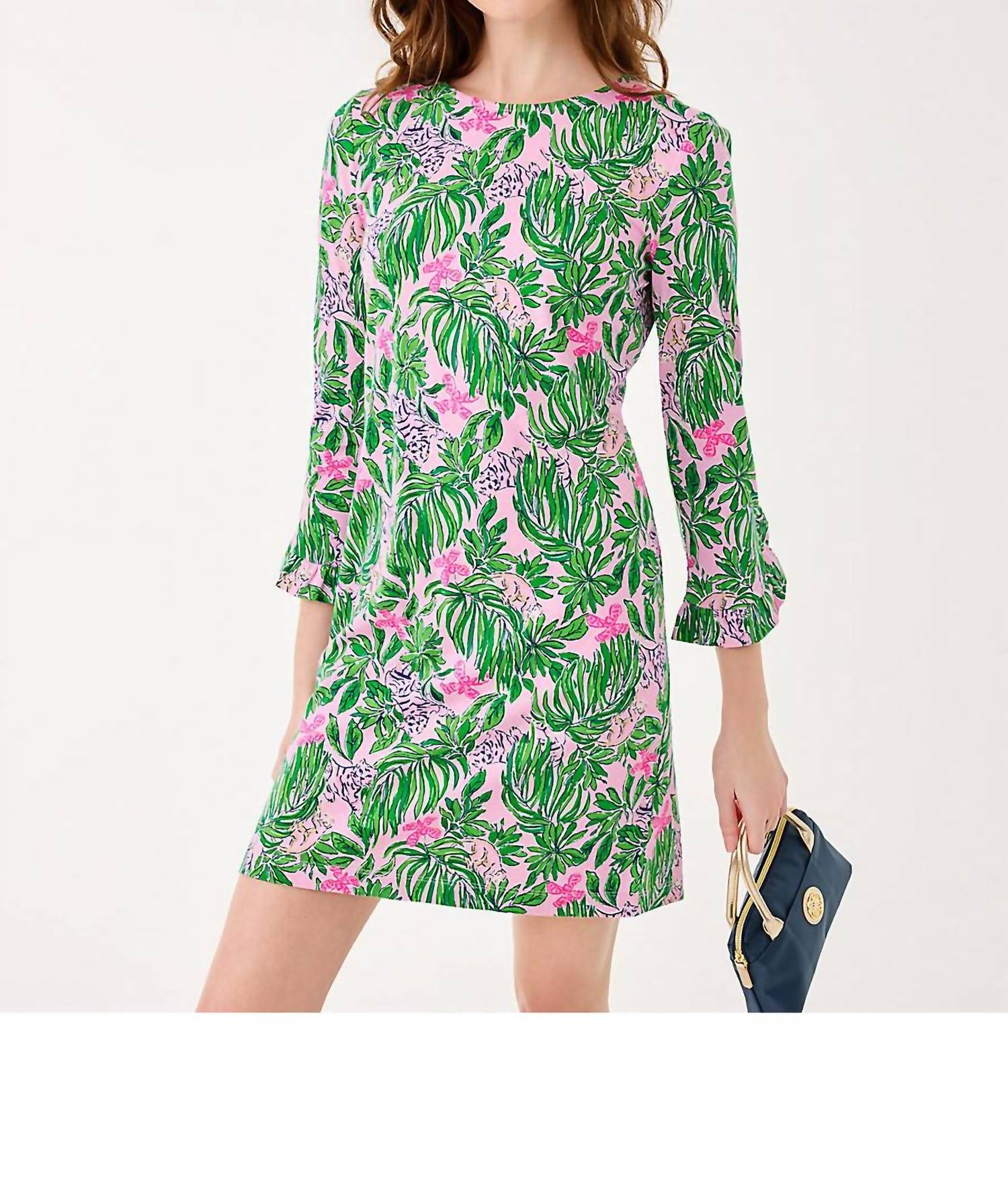 Lilly Pulitzer Nichole Dress in conch shell pink roaring with joy - women's dress