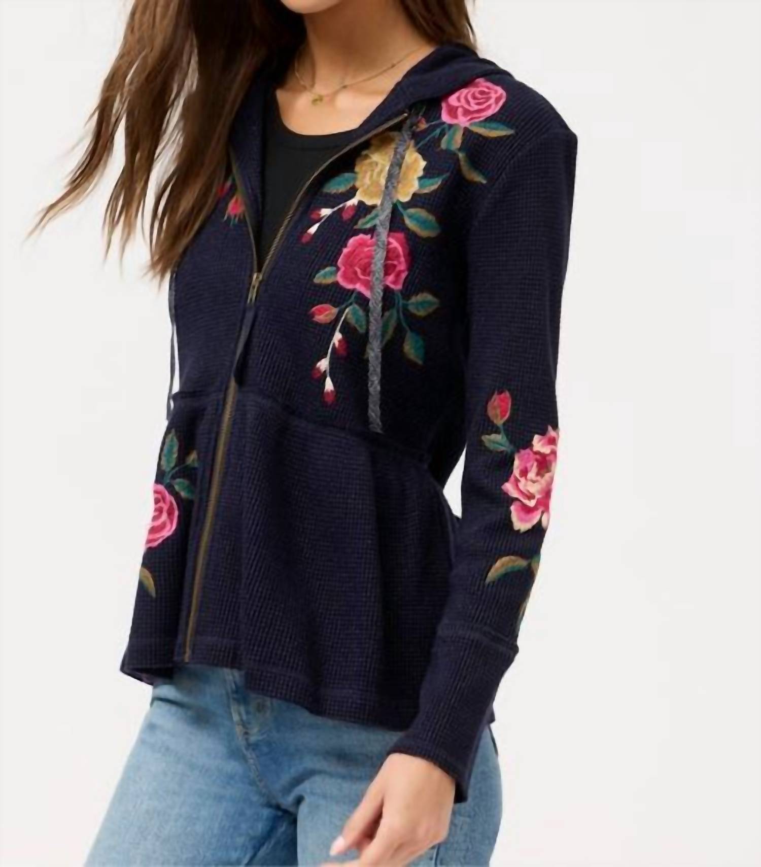 Johnny Was - PEPLUM METALLIC THERMAL HOODIE