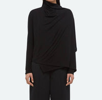HELMUT LANG Long Sleeve Scarf Top in black - women's long sleeve top