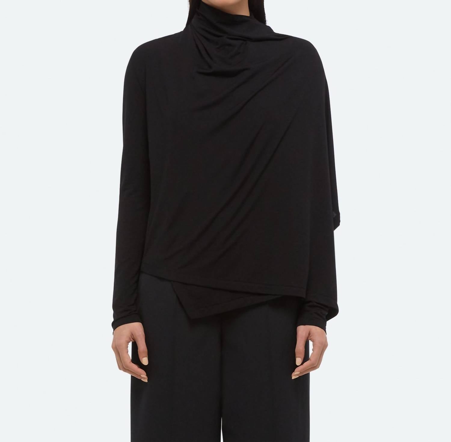 HELMUT LANG Long Sleeve Scarf Top in black - women's long sleeve top
