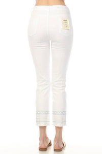 Charlie B - Slim Cropped Embroidered Hem Jeans