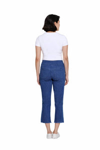 Multiples - Denim Pull-On Fringe Hem Crop Pant with Pockets