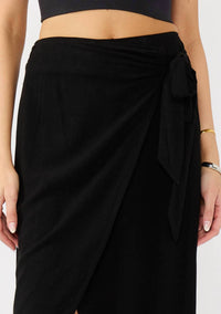 Lovestitch - Smocked Back Wrap Midi Skirt