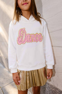 Lola + The Boys Kid's Crystal Dance Hoodie in white - kids' shirt - detail view