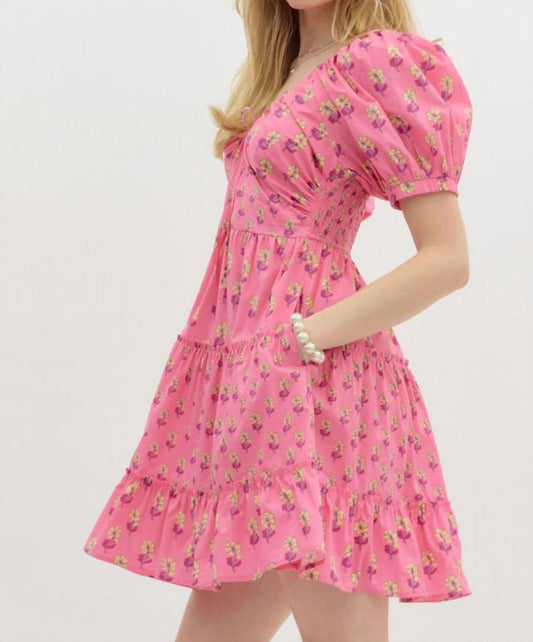 Entro - Smocked Floral Mini Dress