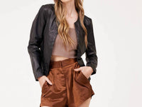 MAURITIUS Rubie Leather Jacket in black - women's jacket