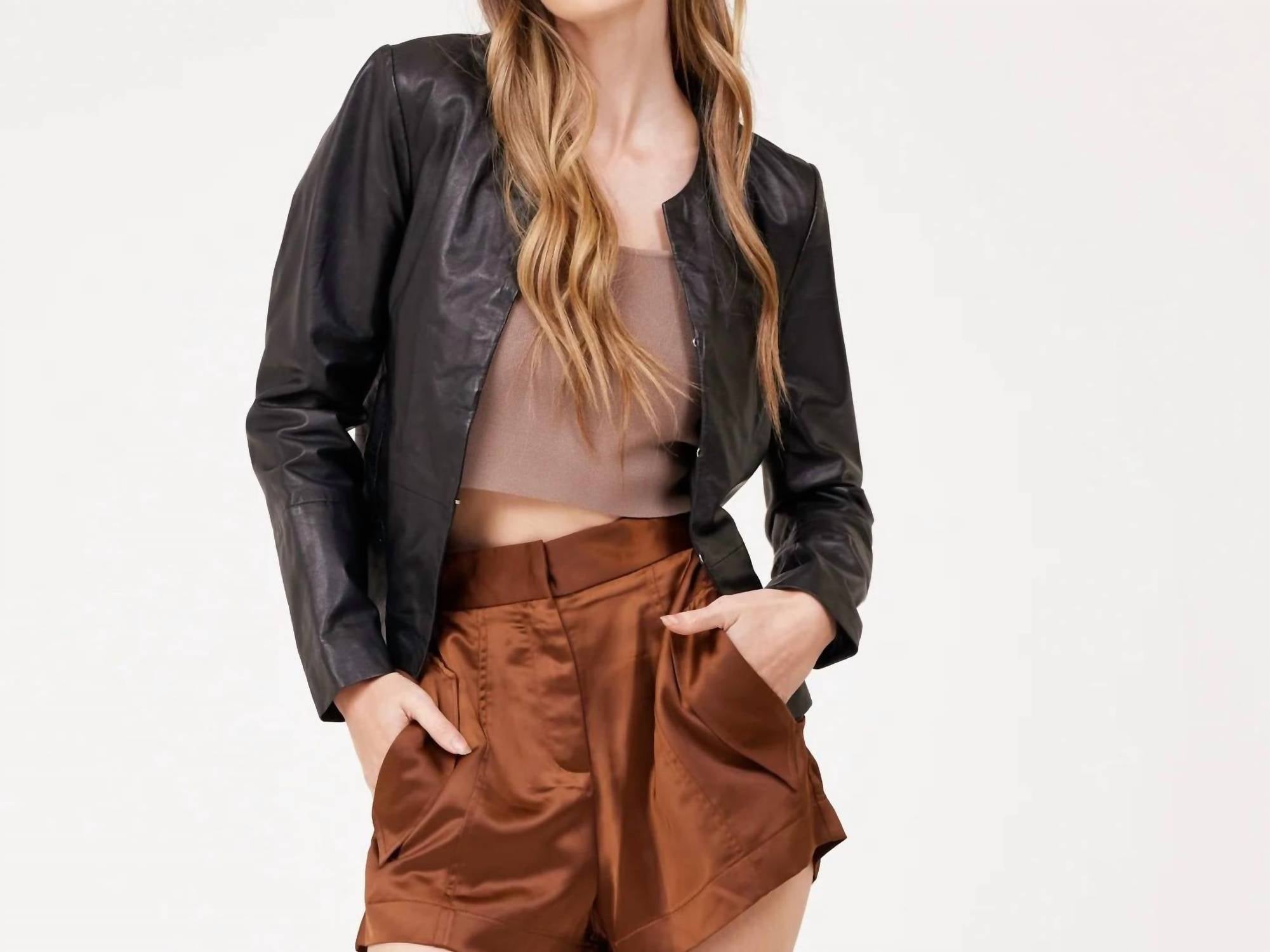 MAURITIUS Rubie Leather Jacket in black - women's jacket