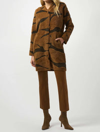 Joseph Ribkoff - Feather Yarn Animal Jacquard Hooded Coat