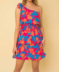 Gilli - Sleeveless One Shoulder Smocked Floral Dress