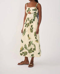 Dress To - Leaf Print Midi Dress
