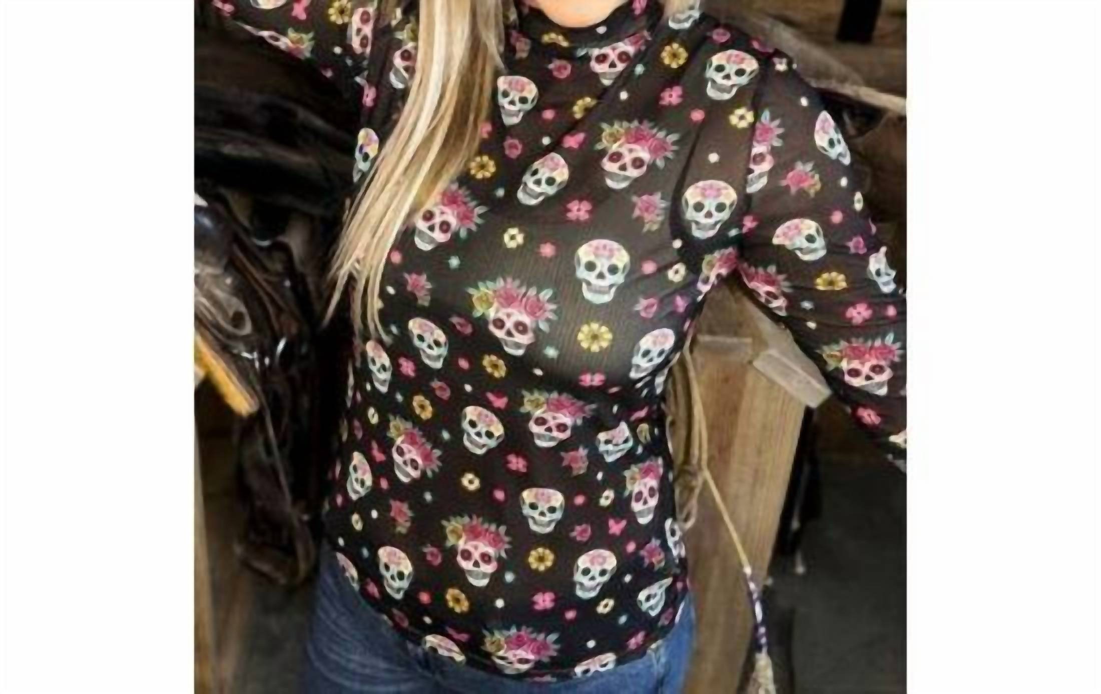 Sterling Kreek - Life Is Brief Sugar Skull Mesh Top