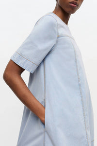Ganni - Washed Stretch Cotton A-Line Mini Dress