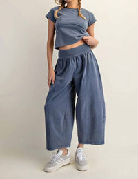Ee:Some - Mineral Washed Wide Leg Pants
