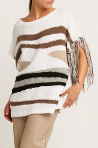Planet By Lauren G. - Pima Cotton Bouclé Southwest Sweater