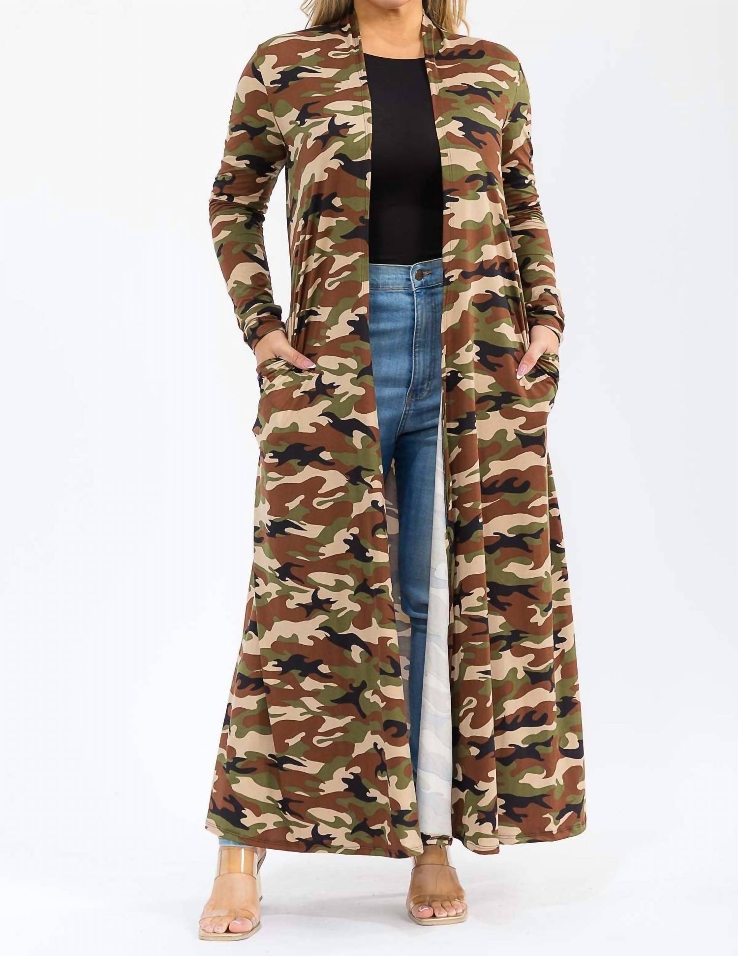 Karen T Design - Long Sleeve Maxi Length Open Front Cardigan