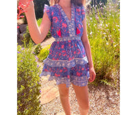 BELL Olivia A-Line Dress in blue pink print - women's dress