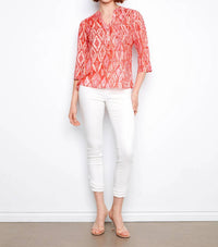 Charlie B - Printed Roll Up Sleeve Blouse