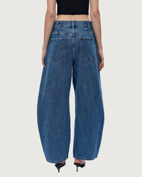 Bayeas - Darted Super High Waist Barrel Jeans