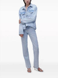 SIMKHAI Liam High Rise Straight Leg Jeans in indigo - women's jeans