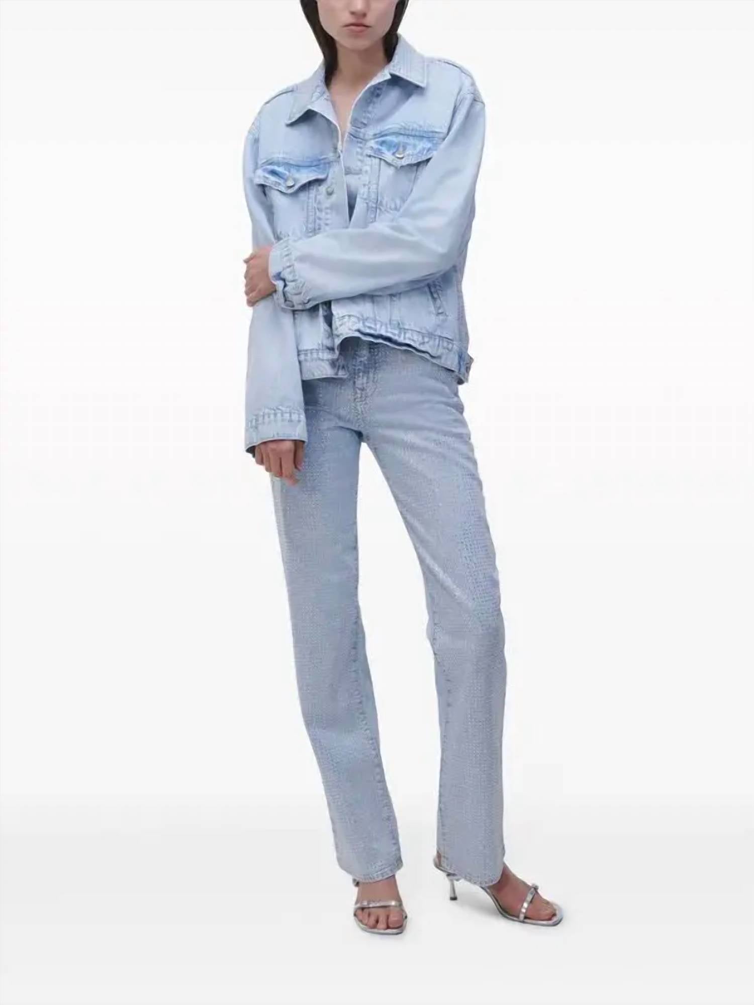 SIMKHAI Liam High Rise Straight Leg Jeans in indigo - women's jeans
