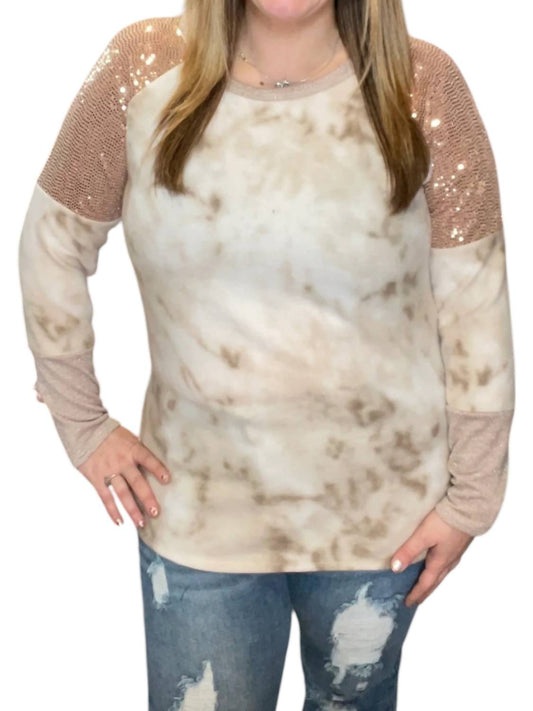 Honeyme - Tie Dye Sequin Shoulder Tee