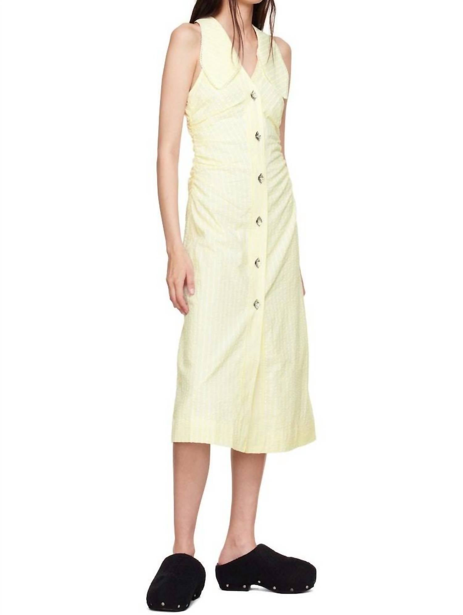 Ganni - Women's Seersucker Midi Dress