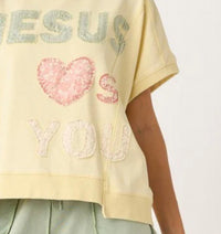 Mittoshop - Jesus Loves You Patchwork Oversized Top