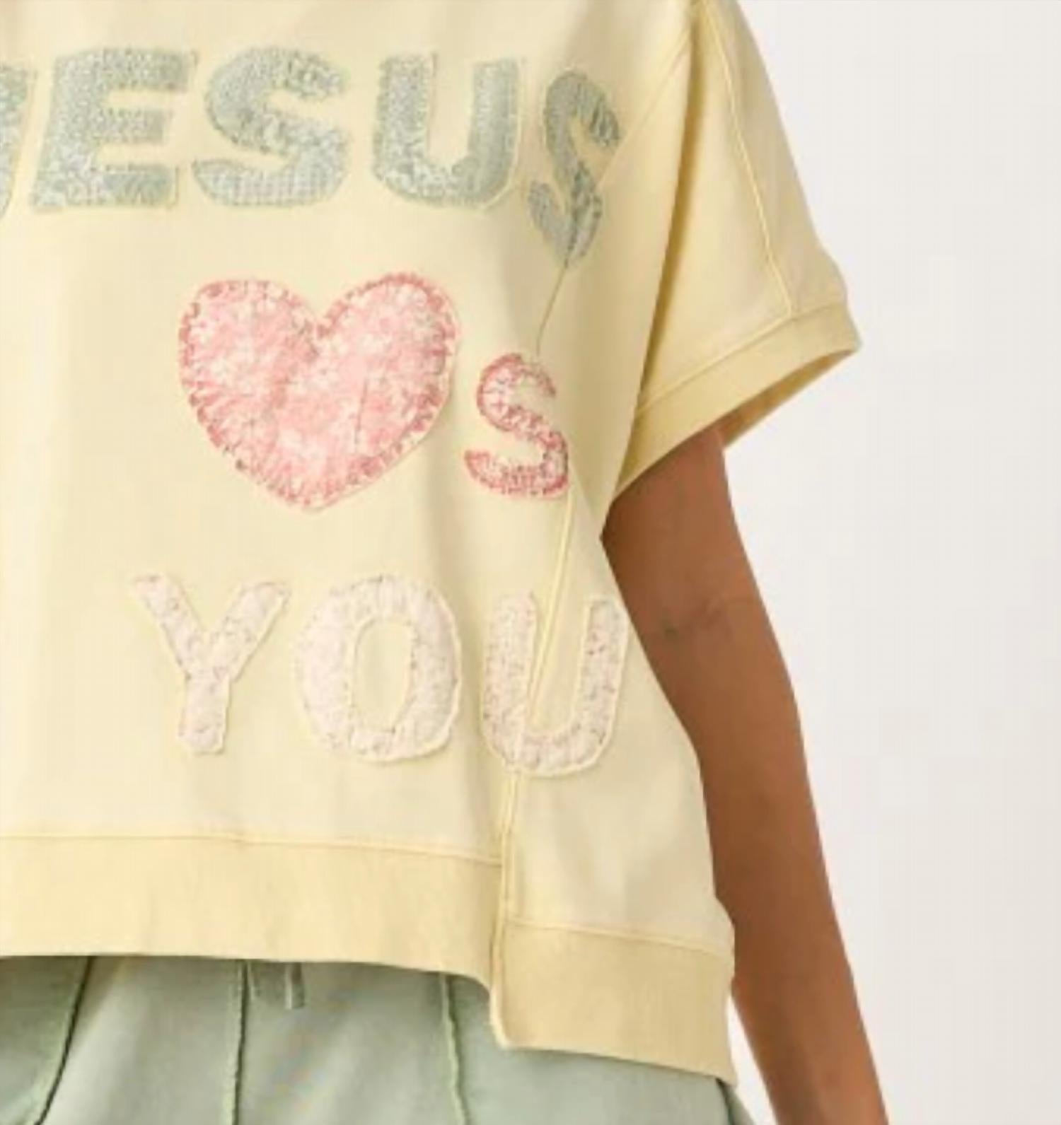 Mittoshop - Jesus Loves You Patchwork Oversized Top
