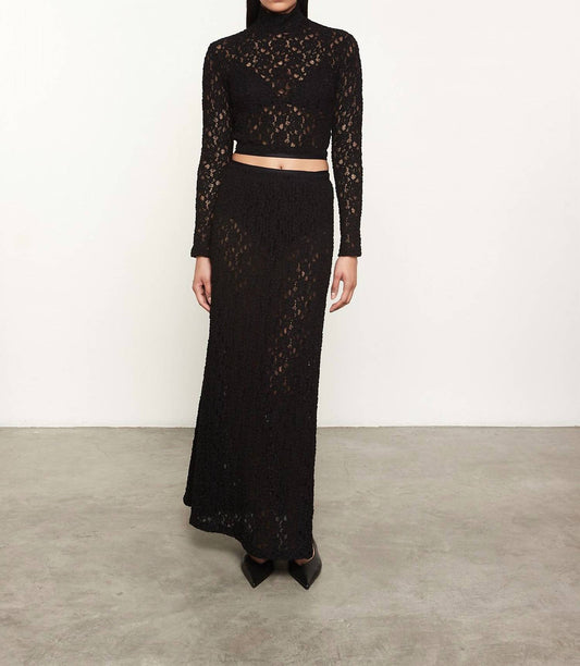 Enza Costa - PUCKERED LACE LONG SLEEVES CROPPED MOCKNECK