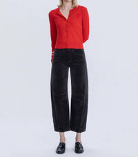 VERVET BY FLYING MONKEY Donnie Corduroy Barrel Jeans in dark gray - women's jeans - detail view