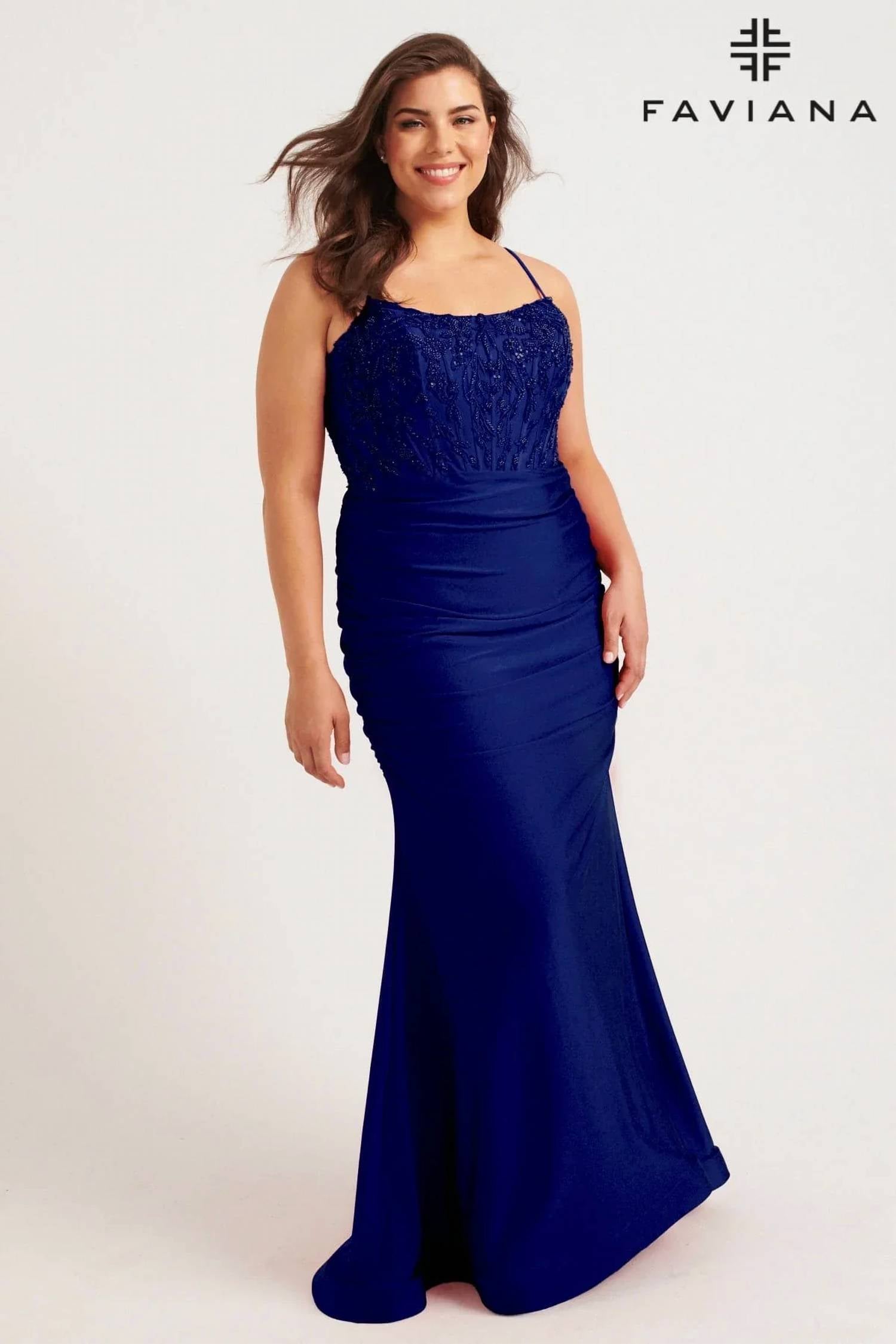 Faviana - Playful Fitted Silhouette Prom Gown - Plus