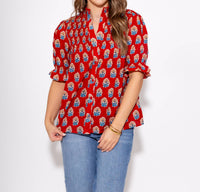 Thml - Floral Motif Ruffle Neck Top
