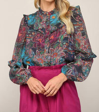 Fate - Autumnal Garden Ruffle Blouse