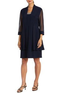 R&M Richards - 3/4 Sleeve Embellished Jacket & Dress Set