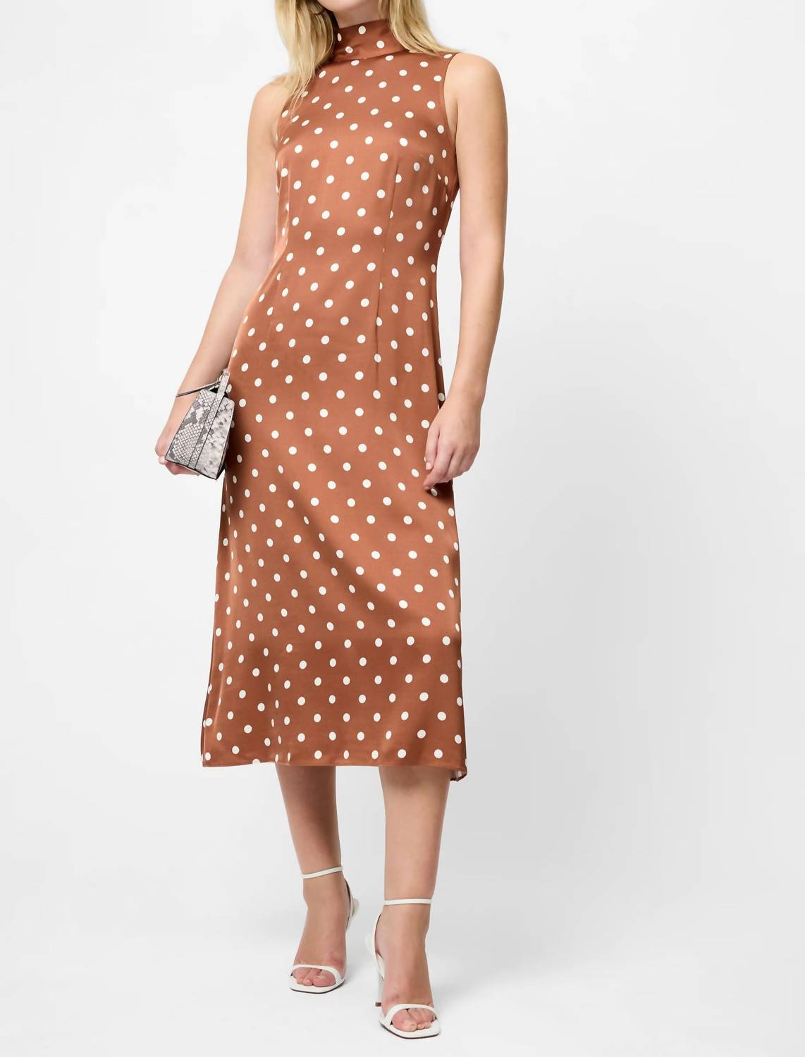 French Connection - Ennis Satin Sleeveless Bow Midi Dress