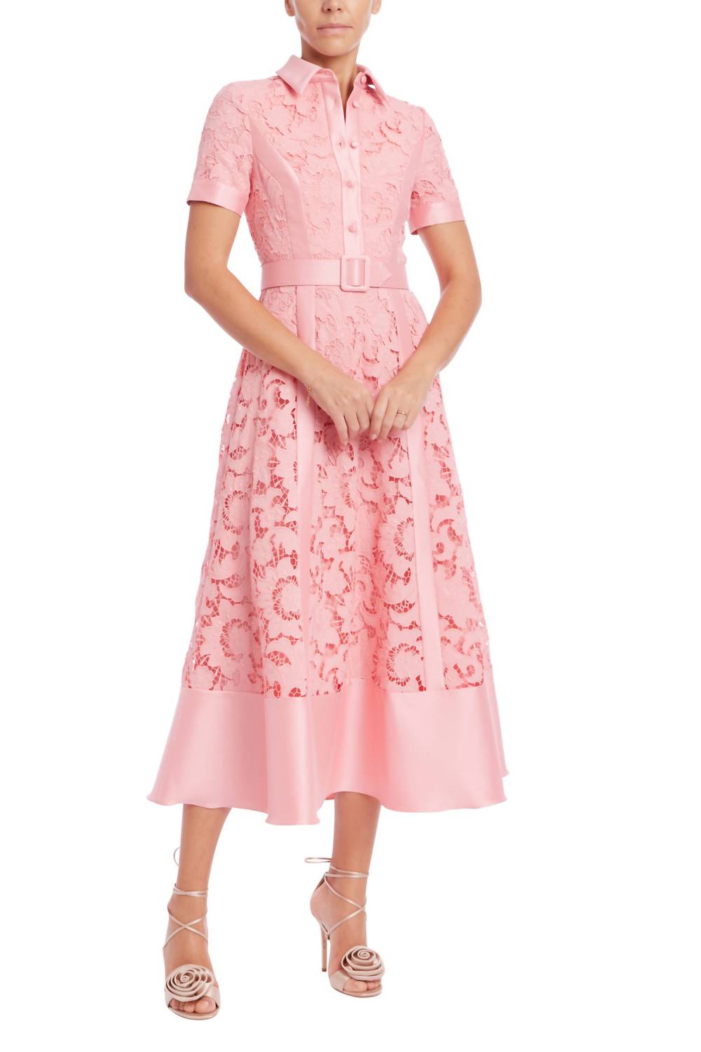 Badgley Mischka - Short Sleeve A-line Shirt Dress