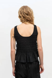 Ganni - Cotton Smock Tie Top