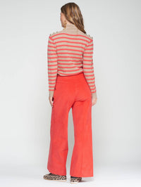 Vilagallo The Muriel Corduroy Wide-Leg Pant in poppy red - women's pants - detail view