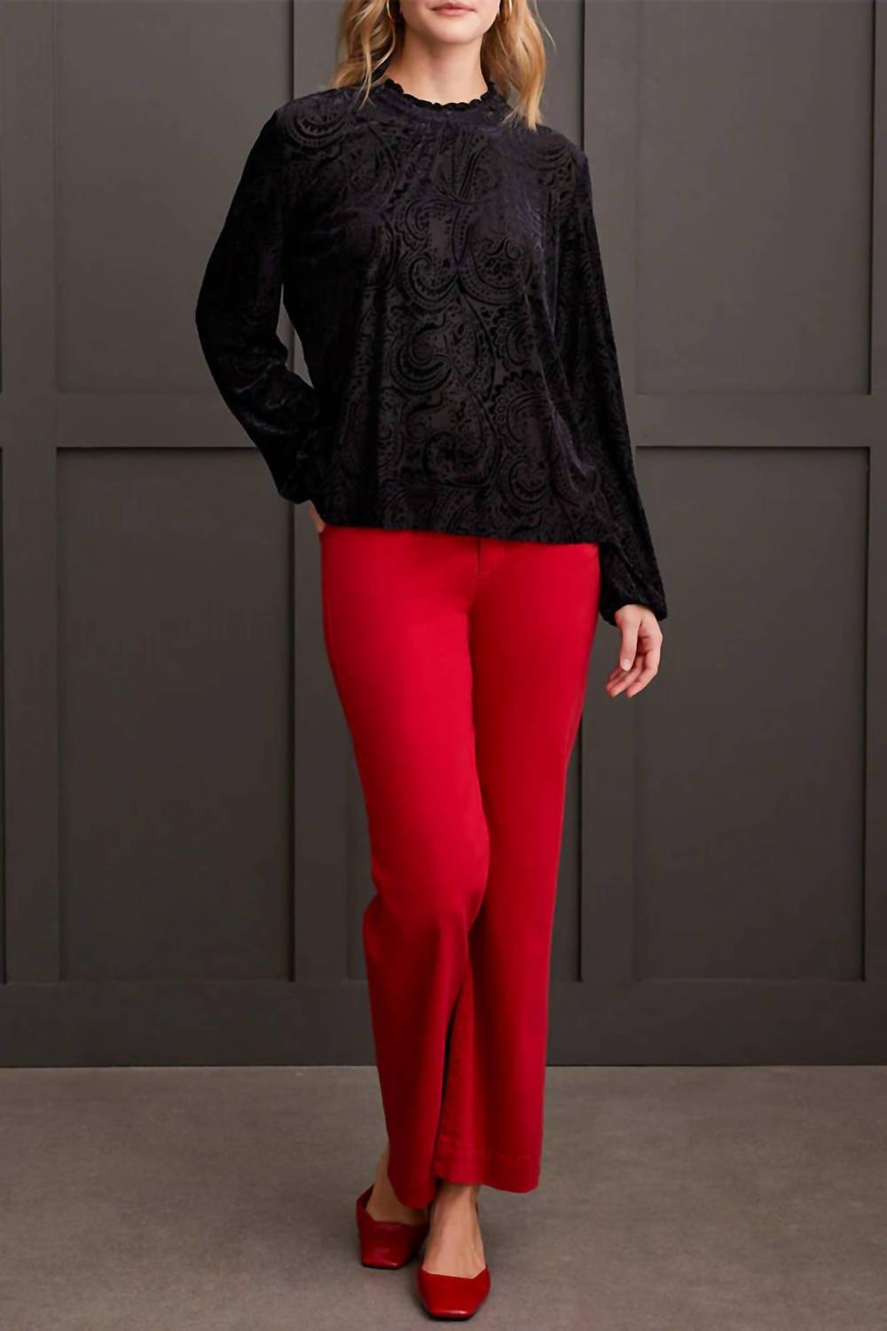 Tribal - Velvet Flare Top With Ruffle