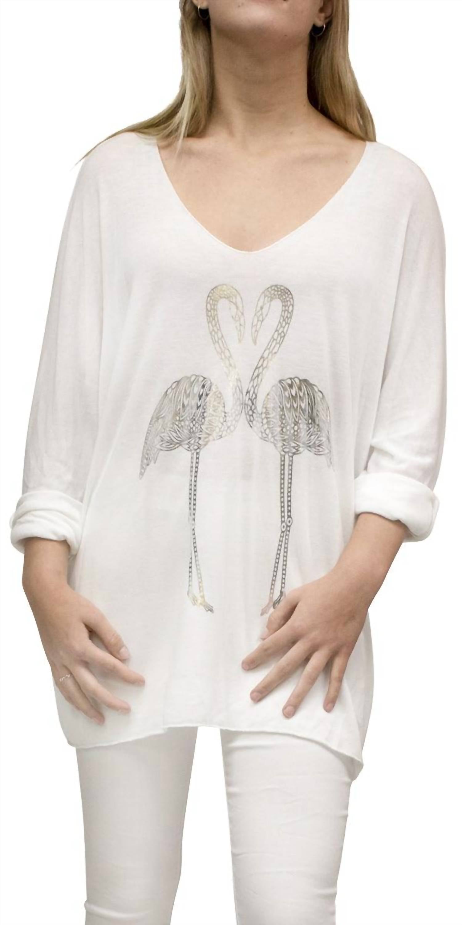 Gigi Moda - Flamingo V-neck Long Top