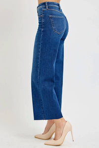 Risen - Tummy Control High Rise Crop Wide Leg Jeans