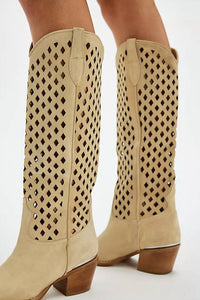Free People Women's Diamonds Are Forever Cowboy Boots in sand suede - women's shoe - detail view