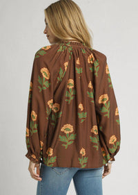Umgee - Landry Floral Print Button Front Blouse