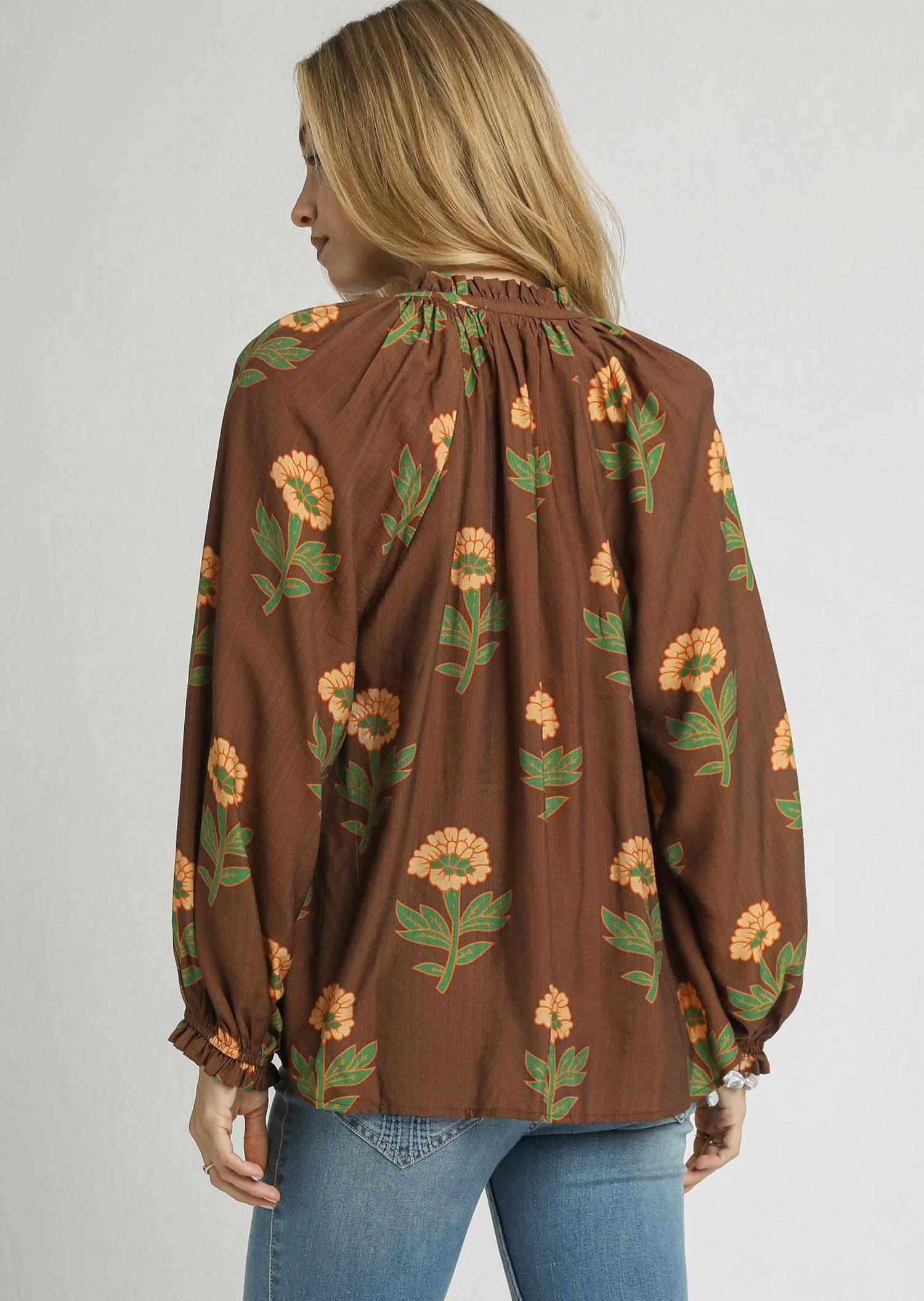 Umgee - Landry Floral Print Button Front Blouse